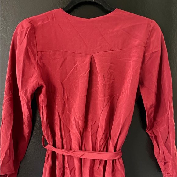 Amour Vert Emily Button Front Silk Mini Dress Cabernet - Picture 9 of 10